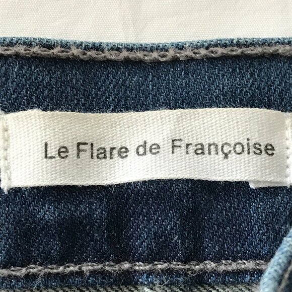 Frame Le Flare De Francoise Flare Jeans Women 32 Blue Mid Rise Raw Hem Preppy - Picture 5 of 15